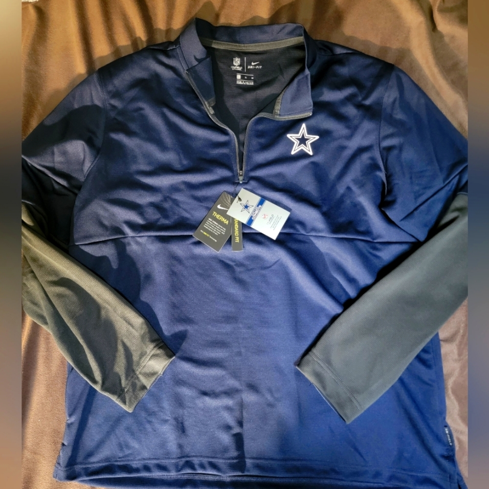 Nike NFL on field apparel dri-fit Dallas Cowboys half zip therma top